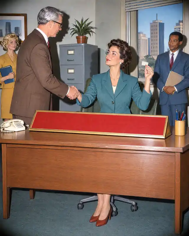 AI-generated photo of the incident from HR Catastrophes' Guide to Managerial Success: Title Inflation. When you cannot pay in money, pay in nouns.