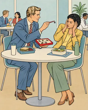 Colored sample page from HR Catastrophes' Guide to Professional Networking: Pick Your Brain. Policy 5.1: "Can I pick your brain" is a figure of speech. Put down the tweezers.